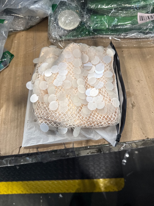 Photo 1 of MakeMeChic Women's Sequin Tops Seashell Tassel Tube Top Rave Outfits Apricot Small