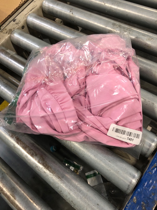 Photo 1 of **SHORT SLEEVE** AISWI Mesh Ruched Maternity Dress Baby Shower Wedding Guest Pregnancy Shoot Fall Long Sleeves Square Neck, Pink, Large