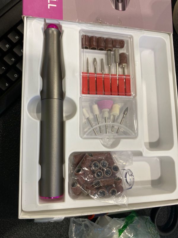 View 3 of ***MISSING CHARGER*** SnnyNyx Electric Nail Drill Professional, 35000RPM Cordless Acrylic Nail Kit for Nail Polish Remover, Electric Nail File Buffer Grinder, Nail Filer Electric Manicure and Pedicure kit (Matte Gray)