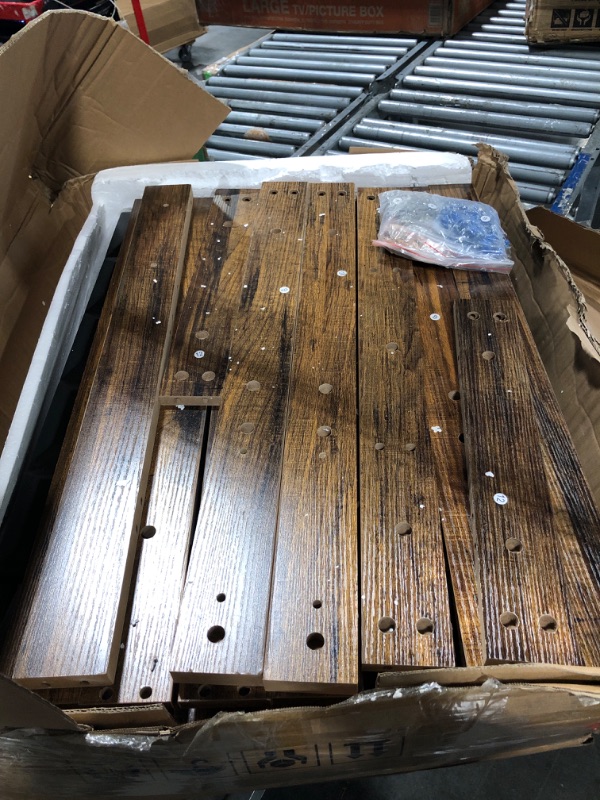 Photo 1 of ** MISSING INSTRUCTIONS**
LITTLE TREE 63" Modern Dining Table, Rectangular Dinner Table for 4-6, Farmhouse Kitchen Table, Sturdy Wood Pedestal Base for Kitchen/Dining Room, Rustic Brown & Black