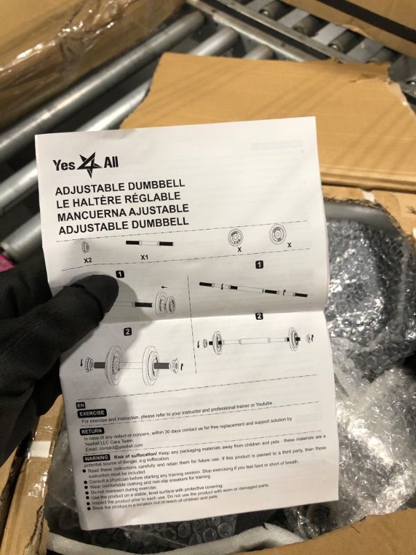 Photo 1 of ** FACTORY SEALED ** SOLD AS IS, NO REFUND/RETURN**
Yes4All Cast Iron Weights Adjustable Dumbbell Sets for Home Gym with Bars