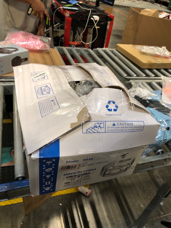 Photo 1 of *Missing parts unknown* Mpayel Outdoor Ceiling Fan with Light for Waterproof, 18" Caged Low Profile Industrial Fan Light Fixture, Black Plug In with Hook Ceiling Fan for Outdoor Patios, Gazebo