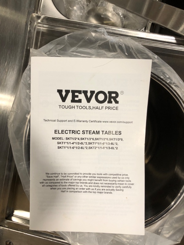 Photo 1 of ** MISSING HARDWARE** 
VEVOR Commercial Food Warmer, 7 Pans + 2 Pots Electric Steam Table, 1800W Professional Buffet Catering Food Warmer with Shield Undershelf Wheels, Stainless Steel Server for Party Restaurant Hotel