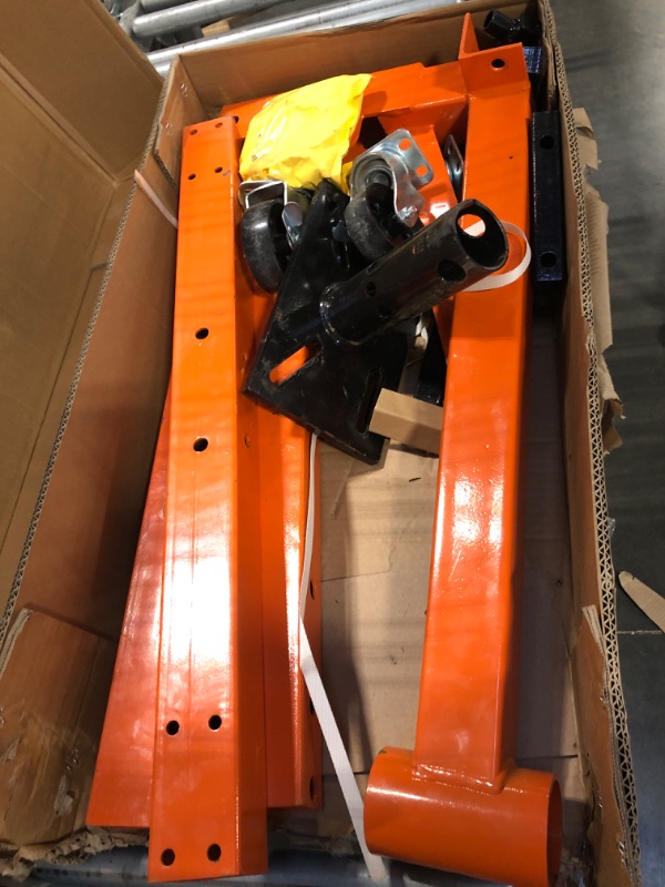 Photo 1 of ** MISSING INSTRUCTIONS**
VEVOR Engine Stand, 3/4 Ton (1500 LBS) Capacity Engine Motor Stand, with 360-Degree Rotating Head, Heavy-Duty Steel Engine Lift Stand with 5-Casters, 4 Adjustable Arms, Orange