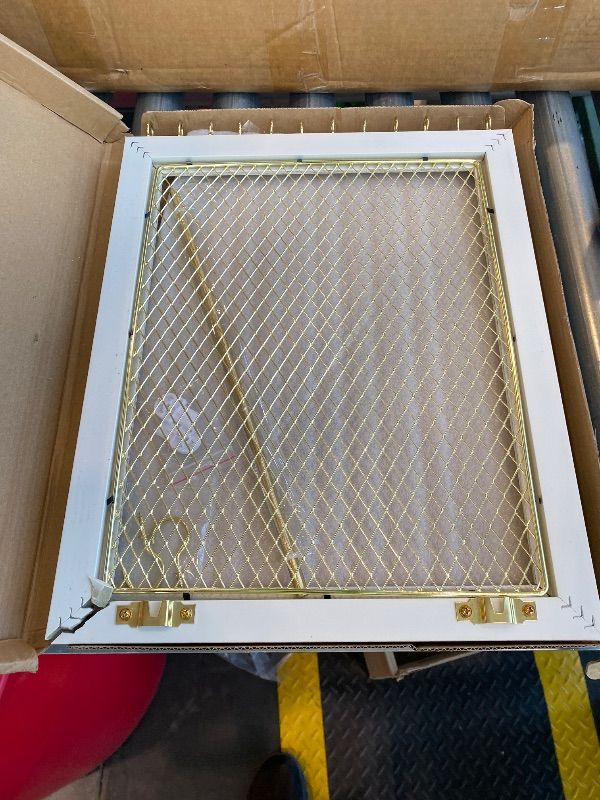 Photo 1 of ***MINOR DAMAGE*** Heesch Hanging Earring Organizer Frame Wall Mounted Jewelry Holder Vintage Rustic Stud Earring Display with Removable Rod and 12 Hooks for Necklaces, Bracelets and Rings (Distressed White)