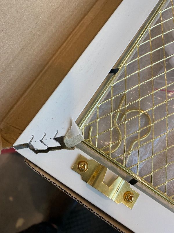 Photo 1 of ***MINOR DAMAGE*** Heesch Hanging Earring Organizer Frame Wall Mounted Jewelry Holder Vintage Rustic Stud Earring Display with Removable Rod and 12 Hooks for Necklaces, Bracelets and Rings (Distressed White)