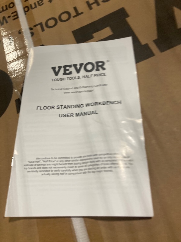 Photo 1 of ** NEW / MANUAL AND HARDWARE INCLUDED** VEVOR Adjustable Workbench, 48-Inch Work Bench with Power Outlet, Wheels, and Pegboard, 2000 lbs Load Heavy Duty Oak Wood Top Work Table for Garage, Workshop, Office, and Home