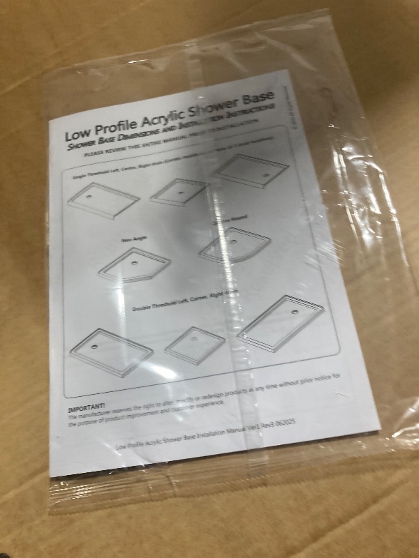 Photo 1 of ** BRAND NEW ITEM **DreamLine SlimLine 36 in. D x 60 in. W x 2 3/4 in. H Center Drain Single Threshold Shower Base in White, DLT-1136600