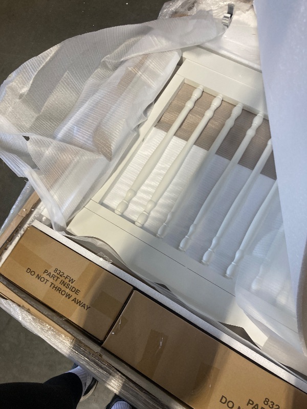 Photo 1 of ** BRAND NEW ITEM** évolur Aurora 5-in-1 Convertible Full-Size Baby Crib in Ivory Lace, GreenGuard Gold & JPMA, 3 Mattress HeightsRibbon Bow Scrollwork & Queen Anne Feet, Converts to Toddler, Day & Full-Size Bed