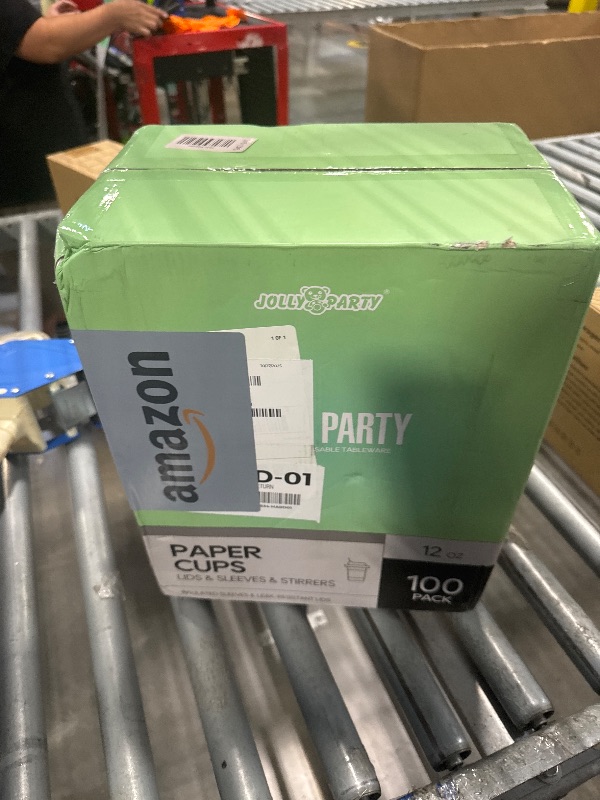 Photo 1 of [100 Pack] 12 oz Paper Coffee Cups, Disposable Paper Coffee Cup with Lids, Sleeves, and Stirrers, Hot/Cold Beverage Drinking Cup for Water, Juice or Tea, Suitable for Home, Shops and Cafes