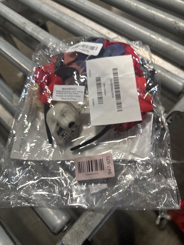 Photo 1 of ** Damage minor** Halloween Day of the Dead Accessories Set, Floral Rose Crown Headband & UV Black Light Sugar Skull Face & Eye Tattoo, Mexican Festival for Dia de los Muertos, Cinco De Mayo Costume, Boho Outfits