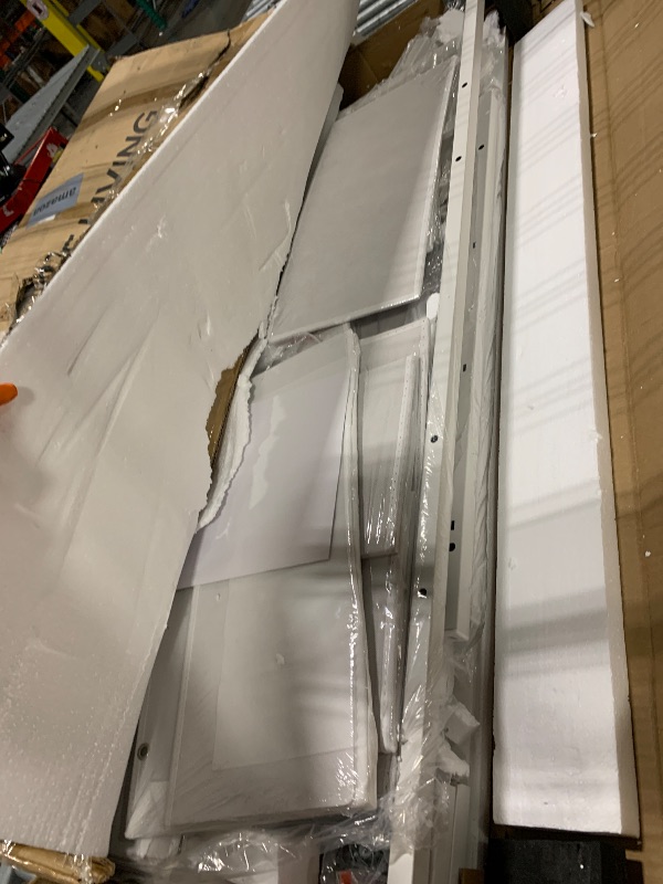 Photo 1 of ** MANUAL INCLUDED** Lufeiya 47 Inch Computer Desk with 9 Drawers, Office Desk Work Desk for Home Office, Study, Writing, Vanity Desk with Fabric Drawers on Both Sides, Large Storage, White