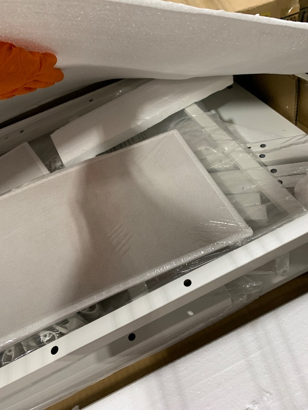 Photo 1 of ** MANUAL INCLUDED** Lufeiya 47 Inch Computer Desk with 9 Drawers, Office Desk Work Desk for Home Office, Study, Writing, Vanity Desk with Fabric Drawers on Both Sides, Large Storage, White