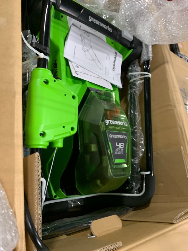 Photo 1 of ** BRAND NEW ITEM/ UNTESTED / MANUAL , MATTERIES AND CHARGER INCLUDED** Greenworks 48V (24V x 2) 17" Cordless (Push) Lawn Mower (200+ Compatible Tools), (2) 4.0Ah Batteries and Dual Port Rapid Charger Included