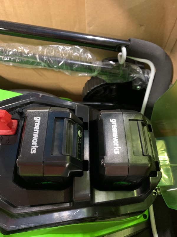 Photo 1 of ** BRAND NEW ITEM/ UNTESTED / MANUAL , MATTERIES AND CHARGER INCLUDED** Greenworks 48V (24V x 2) 17" Cordless (Push) Lawn Mower (200+ Compatible Tools), (2) 4.0Ah Batteries and Dual Port Rapid Charger Included