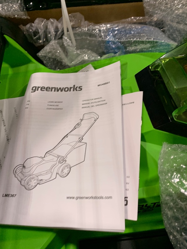 Photo 1 of ** BRAND NEW ITEM/ UNTESTED / MANUAL , MATTERIES AND CHARGER INCLUDED** Greenworks 48V (24V x 2) 17" Cordless (Push) Lawn Mower (200+ Compatible Tools), (2) 4.0Ah Batteries and Dual Port Rapid Charger Included