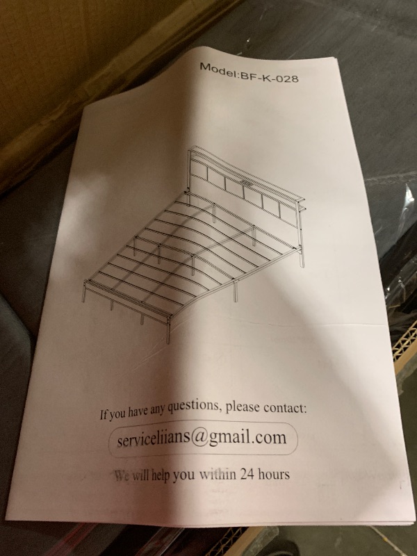 Photo 1 of **BRND NEW ITEM/ MANUAL INCLUDED**  Liians King Size Platform Bed Frame with LED Lights, Grey Upholstered Headboard with 2-Tier Storage Shelves, Charging Station, Noise Free, No Box Spring Needed, Easy Assemably