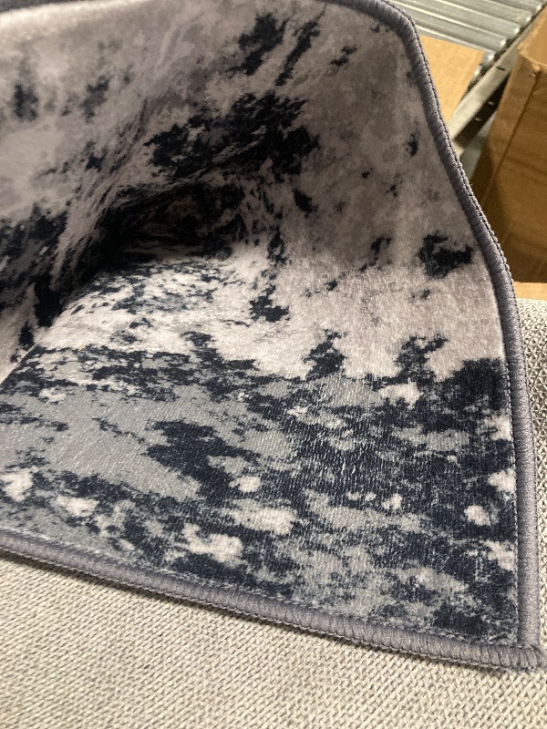 Photo 3 of RELEANY Washable Area Rugs 8'x10' Non-Slip Modern Abstract Soft for Living Room Entryway Bedroom Nursery, Print Pattern, Black Gray