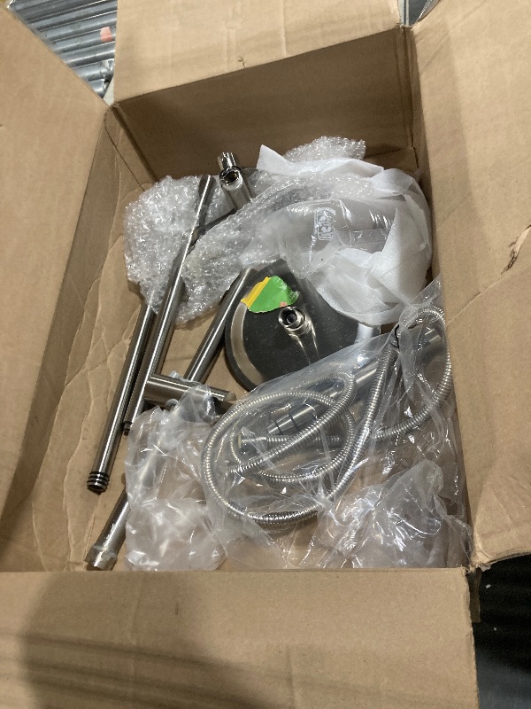 Photo 1 of ****USED***Rainsworth Outdoor Shower Kit Brushed Nickel - Single Handle Brass Valve, 8 Inch Rain Shower Head and Handheld Spray Shower Fixture Combo, 304 Stainless Steel Wall Mount