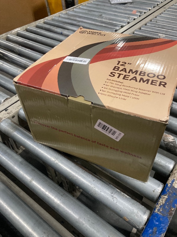 Photo 1 of *MINOR DAMAGE - USED*
2-tier 12" Bamboo Steamer with Reinforcement & Handle, Reusable Silicone Liner & Accessories Kit For Cooking Dumpling, Baby Bao Bun, Dim Sum, Rice Potsticker Steaming Chinese Asian Food & Vegetables