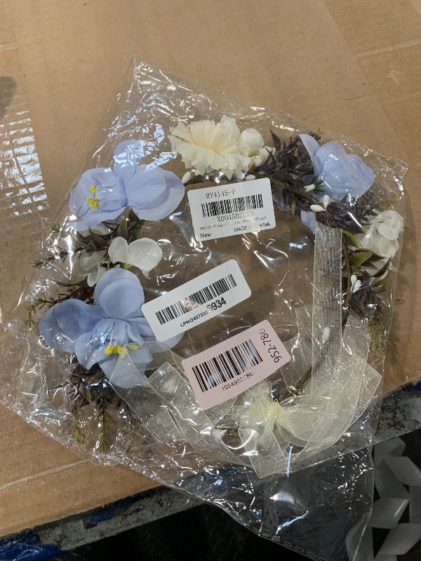 View 2 of **MINOR DAMAGED**
AWAYTR Flower Crowns for Women Flower Headband Adjusatble Flower Girl Headpiece Headband Fairy Crown for Bridal Wedding Festival Party Photo (Blue)