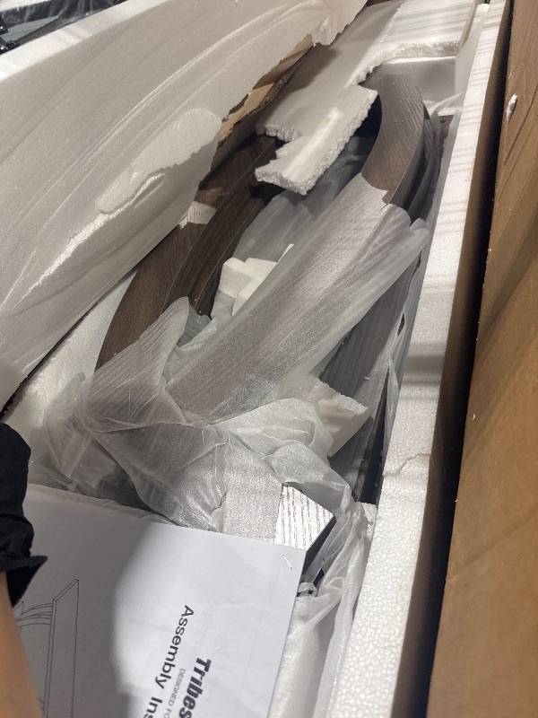 Photo 1 of ** USED/ MANUAL INCLUDED** Tribesigns 63-Inch Wood Console Table with Geometric Base, 2-Tier Farmhouse Sofa Table Narrow Long, Thickened Behind Couch Table with Shelves for Living Room Foyer Corridor (Dark Brown)