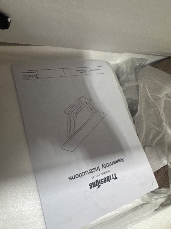 Photo 1 of ** USED/ MANUAL INCLUDED** Tribesigns 63-Inch Wood Console Table with Geometric Base, 2-Tier Farmhouse Sofa Table Narrow Long, Thickened Behind Couch Table with Shelves for Living Room Foyer Corridor (Dark Brown)