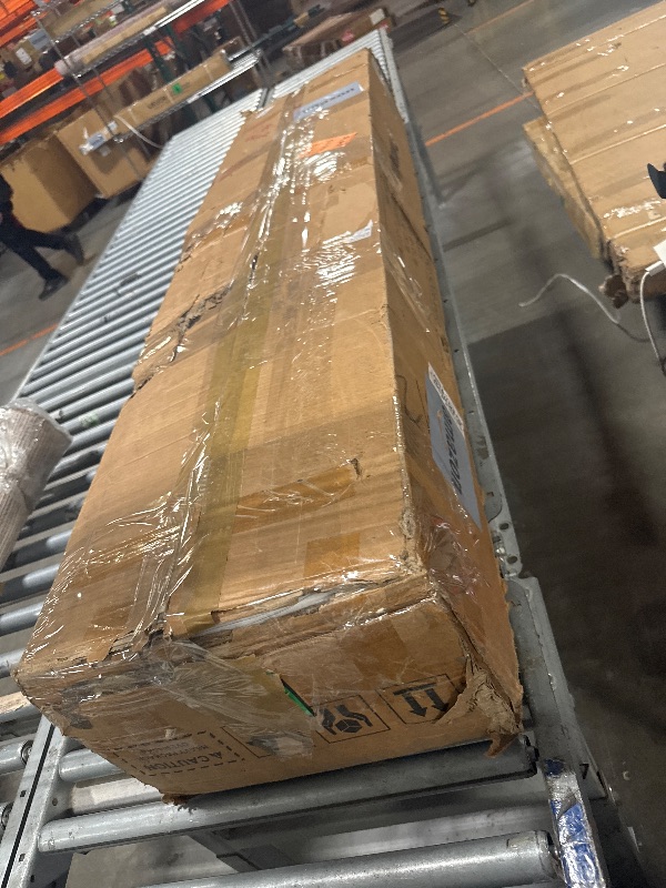 Photo 1 of ** USED/ MANUAL INCLUDED** Tribesigns 63-Inch Wood Console Table with Geometric Base, 2-Tier Farmhouse Sofa Table Narrow Long, Thickened Behind Couch Table with Shelves for Living Room Foyer Corridor (Dark Brown)