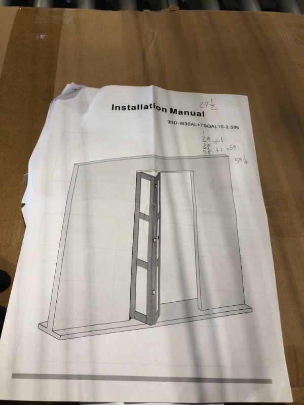 Photo 1 of ** DAMAGE MINOR** Bifold Doors, for 30"x 80" Opening, JUBEST 3-lite Tempered Frosted Glass Closet Folding Barn Door with Hardware Kit, Solid Wood Closet Door with MDF & Water-Proof PVC Surface, White