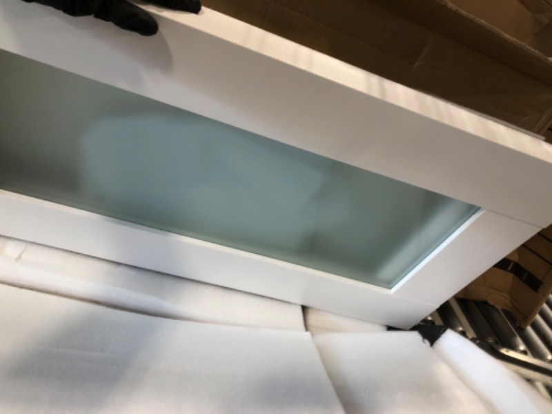 Photo 1 of ** DAMAGE MINOR** Bifold Doors, for 30"x 80" Opening, JUBEST 3-lite Tempered Frosted Glass Closet Folding Barn Door with Hardware Kit, Solid Wood Closet Door with MDF & Water-Proof PVC Surface, White