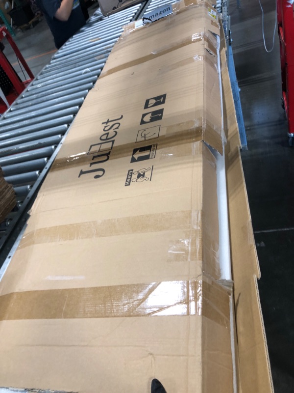 Photo 1 of ** DAMAGE MINOR** Bifold Doors, for 30"x 80" Opening, JUBEST 3-lite Tempered Frosted Glass Closet Folding Barn Door with Hardware Kit, Solid Wood Closet Door with MDF & Water-Proof PVC Surface, White