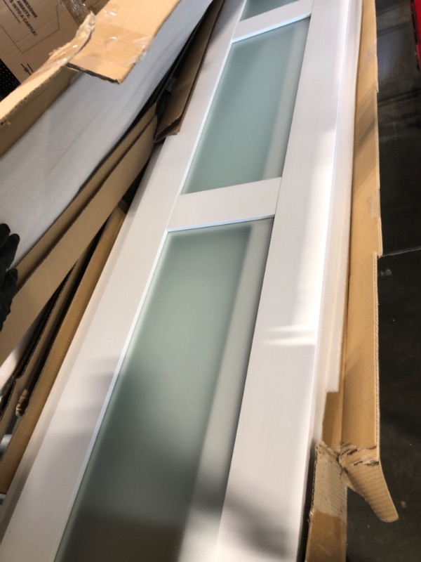 Photo 1 of ** DAMAGE MINOR** Bifold Doors, for 30"x 80" Opening, JUBEST 3-lite Tempered Frosted Glass Closet Folding Barn Door with Hardware Kit, Solid Wood Closet Door with MDF & Water-Proof PVC Surface, White