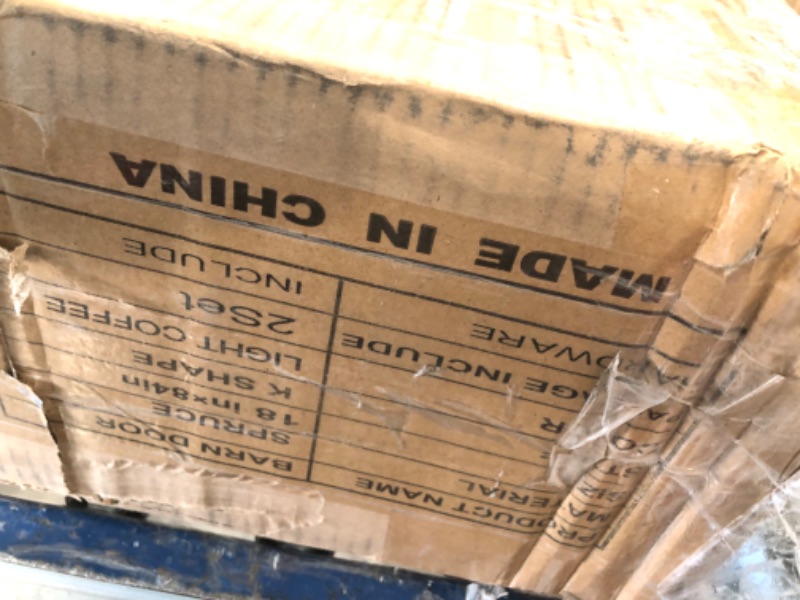 Photo 1 of ** BRAND NEW ITEM** ROYMELO 36x84 inch (Double 18×84 inch Door) Sliding Barn Wood Door Slab with 6.6ft Hardware Kit and Handle, Coffee, K Shape, Simple DIY Assembly