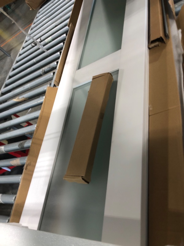 Photo 1 of ** BRAND NEW ITEM/ HARDWARE INCLUDED ** Bifold Doors, for 30"x 80" Opening, JUBEST 3-lite Tempered Frosted Glass Closet Folding Barn Door with Hardware Kit, Solid Wood Closet Door with MDF & Water-Proof PVC Surface, White