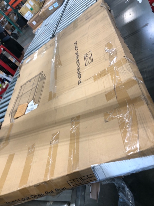 Photo 1 of ** USED ** IRIS USA Large Tall Dog Crate, Dog Kennel Indoor with Sliding Door & Bottom Tray, Dog Cage, Wire Pet Pen, Stylish Wood-Like Trim, Light Brown