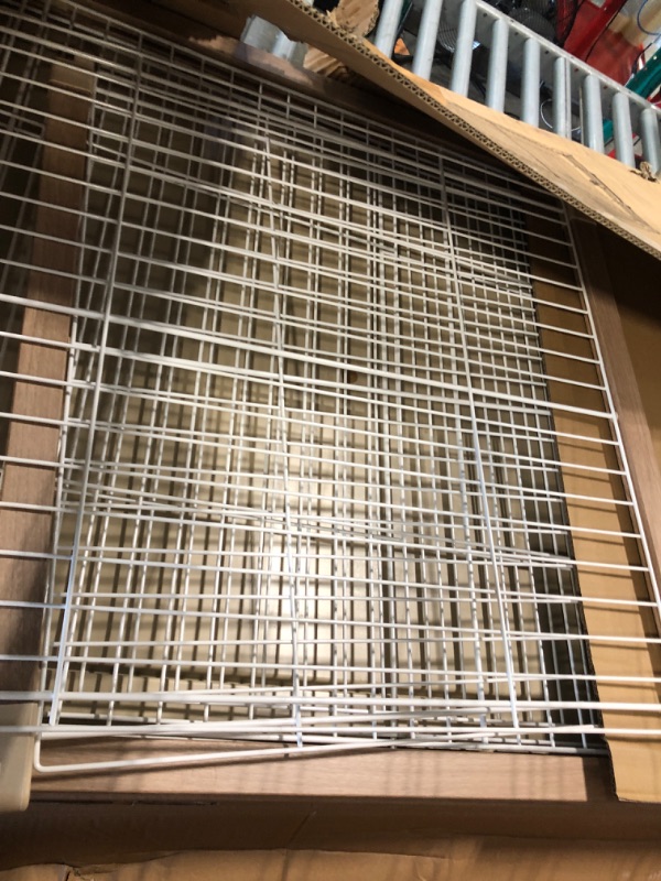 Photo 1 of ** USED ** IRIS USA Large Tall Dog Crate, Dog Kennel Indoor with Sliding Door & Bottom Tray, Dog Cage, Wire Pet Pen, Stylish Wood-Like Trim, Light Brown