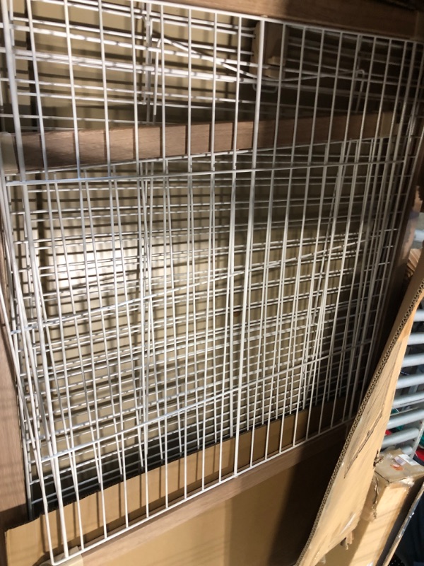 Photo 1 of ** USED ** IRIS USA Large Tall Dog Crate, Dog Kennel Indoor with Sliding Door & Bottom Tray, Dog Cage, Wire Pet Pen, Stylish Wood-Like Trim, Light Brown