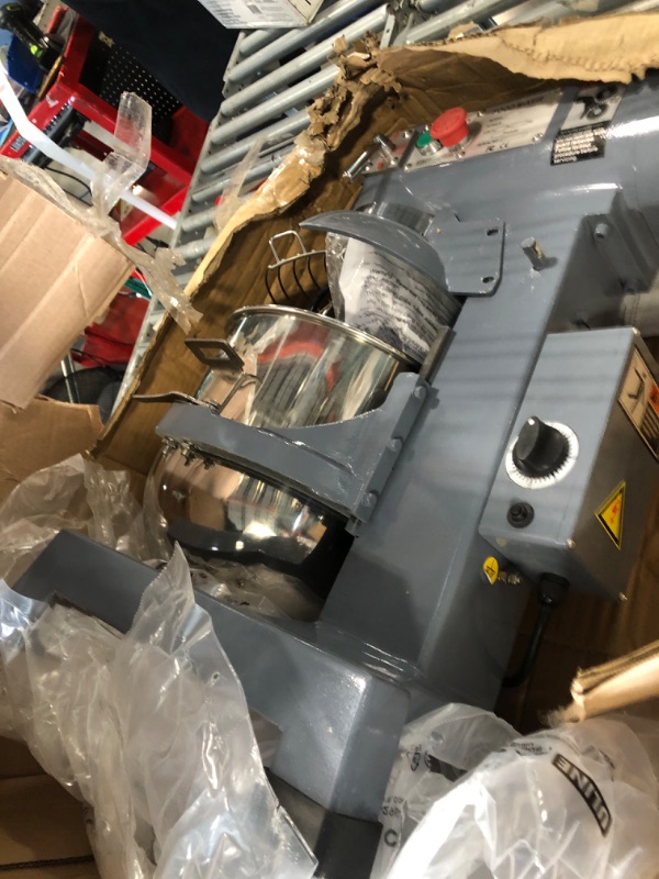 Photo 1 of ** VERY USED/ TESTED TURN ON/ DAMAGE MAJOR CHECK PHOTO** Commercial Food Mixer 15QT 600W 110V 3 Speeds Adjustable, Stand Mixer Dough Kneading Machine with Stainless Steel Bowl Dough Hooks Whisk Beater, With Safety Guard for Bakeries Restaurants Pizzerias
