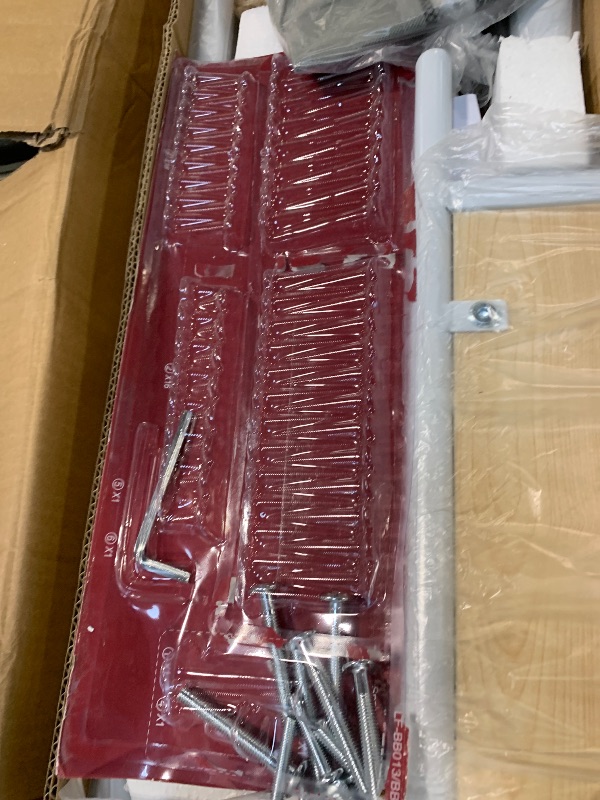 Photo 1 of **Missing Pieces - UNTESTED**
Jocoevol Metal Bunk Bed Twin Over Twin, Industrial Bunkbeds Heavy Duty Bed with Safety Guard Rails and Space-Saving Design, Steel Bed for School, Bedroom (White)