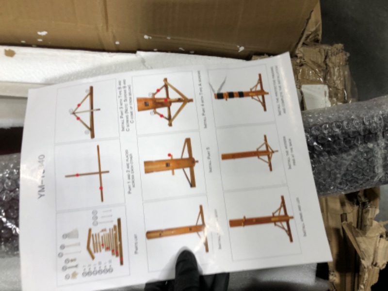 Photo 1 of ** USED**MR Wing Chun Dummy, Wooden Mook Yan Jong, IP Man Training Target with Tripod Base, Adjustable Height Mook Yan Jong Training with 3 Striking Pad, Martial Arts Traditional Kung Fu Training Dummy