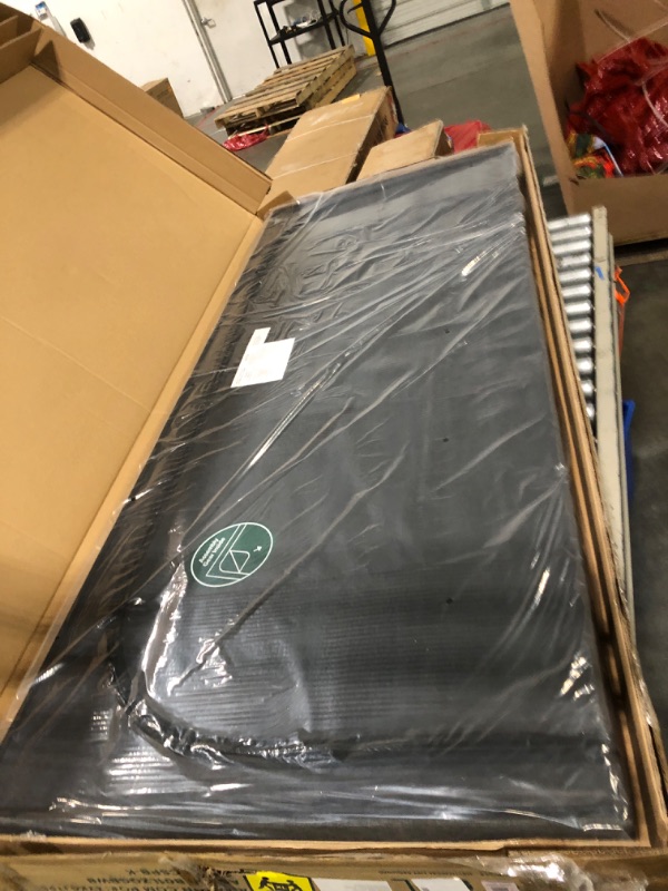 Photo 1 of *.* NEW*** ZINUS Dachelle Upholstered Platform Bed Frame, Mattress Foundation, Wood Slat Support, No Box Spring Needed, Easy Assembly, Dark Grey, King