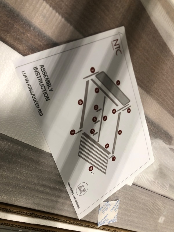 Photo 1 of ** NEW*** NTC Lupin Wooden Bed Frame with Headboard, Crafted from Walnut, Rubber Wood with Silent Slats and Wood Central Supports, 1000 Lb Capacity, Effortless Assembly, King - Dark Walnut