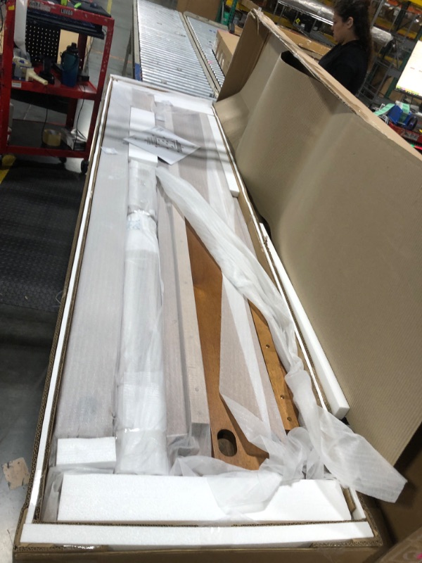 Photo 1 of ** NEW*** NTC Lupin Wooden Bed Frame with Headboard, Crafted from Walnut, Rubber Wood with Silent Slats and Wood Central Supports, 1000 Lb Capacity, Effortless Assembly, King - Dark Walnut