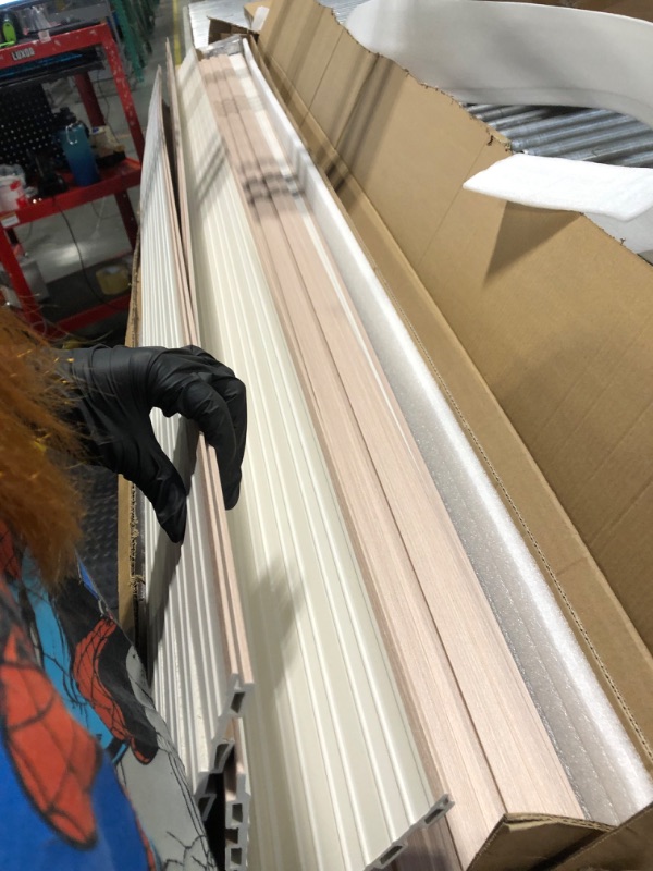 Photo 1 of ** NEW*** Art3d WPC Slat Wall Panels, 8-Pack 108 x 6 Inch 3D Wall Accents for Interior Wall Decor, Living Room, Bedroom, Oak