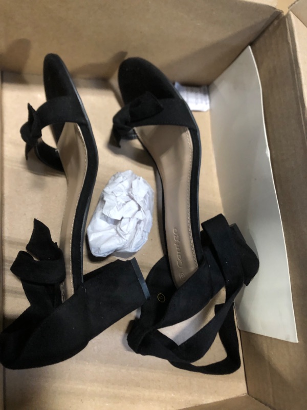 Photo 1 of ** USED** Womens Ankle Tie Heeled Sandals One Band Bowknot Chunky Block Heel Slip On Party Homecoming Sandal Shoe