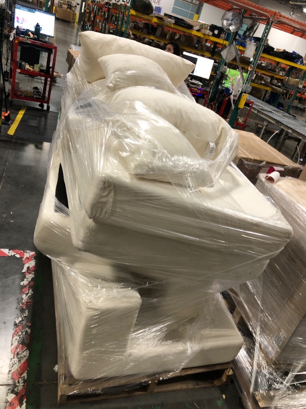 Photo 1 of *** USED/ UNTESTED/ DAMAGE MINOR***** CozyMine 108'' Modular Sectional Couch, Modern 3-Seater Boneless Cloud Sleeper Sofa, L-Shaped Convertible Sectional with Non-Slip Bottom, No Assembly Required, Deep Seats Couch for Living Room, Beige