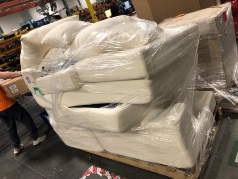 Photo 1 of *** USED/ UNTESTED/ DAMAGE MINOR***** CozyMine 108'' Modular Sectional Couch, Modern 3-Seater Boneless Cloud Sleeper Sofa, L-Shaped Convertible Sectional with Non-Slip Bottom, No Assembly Required, Deep Seats Couch for Living Room, Beige