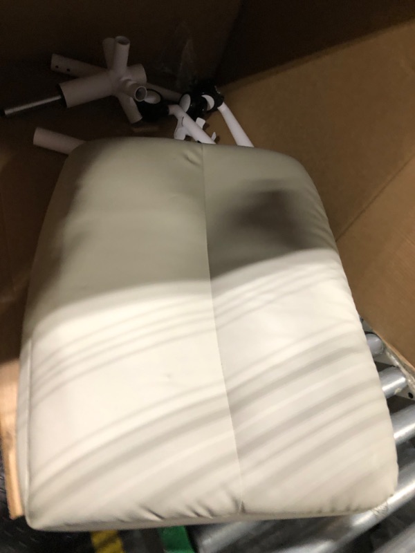 Photo 1 of ** VERY USED/ UNTESTED*** Marsail Armless-Office Desk Chair with Wheels: PU Leather Cross Legged Wide Chair,Comfortable Adjustable Swivel Computer Task Chairs for Home,Office,Make Up,Small Space,Bed Room(Balanced Beige)