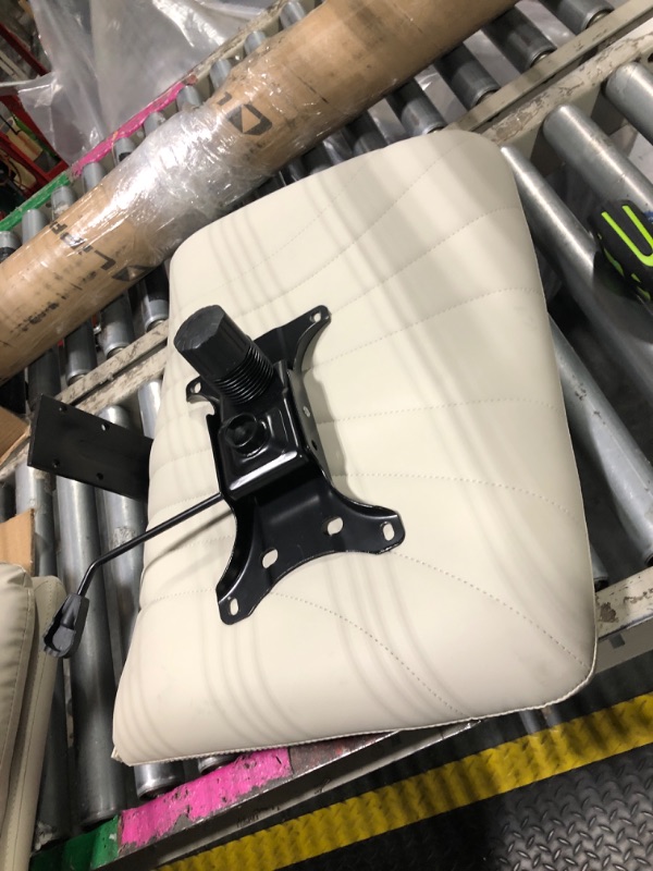 Photo 1 of ** VERY USED/ UNTESTED*** Marsail Armless-Office Desk Chair with Wheels: PU Leather Cross Legged Wide Chair,Comfortable Adjustable Swivel Computer Task Chairs for Home,Office,Make Up,Small Space,Bed Room(Balanced Beige)