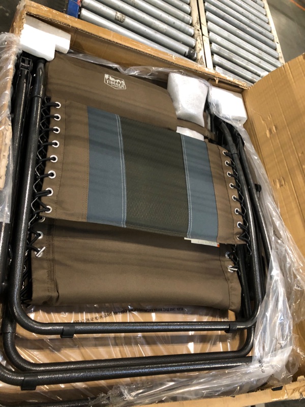 Photo 1 of ** NEW*** TIMBER RIDGE Outdoor Reclining Padded with Adjustable Headrest and Cup Holder Foldable Zero Gravity Lawn Chair for Adults, Supports 350 LBS, Brown-2 Pack